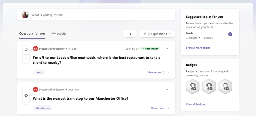 Suggested questions for Lynne