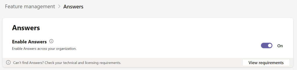 Enabling Answers in the Engage Management Console
