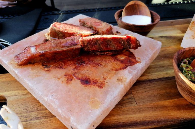 Searing steak on a salt block The Bacon Pit