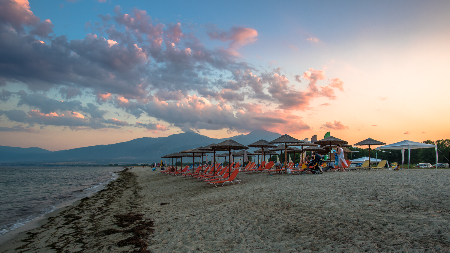 The closest beach from Mount Olympus with view of the Zeus mountain