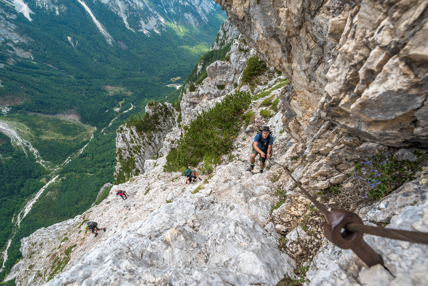 Steep parts on the via ferrata on the way to Triglav