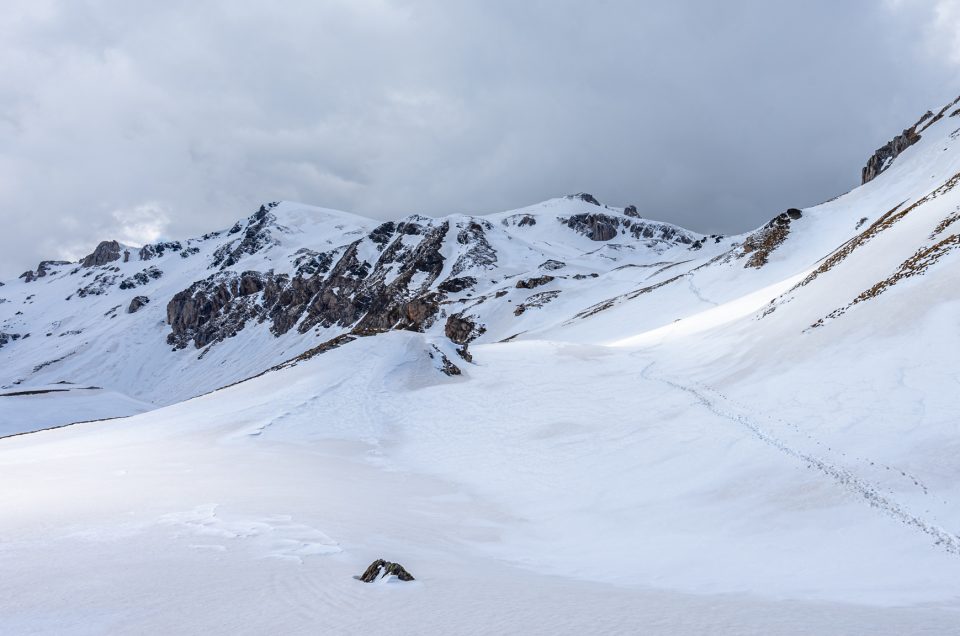 View at Golem Korab in winter conditions