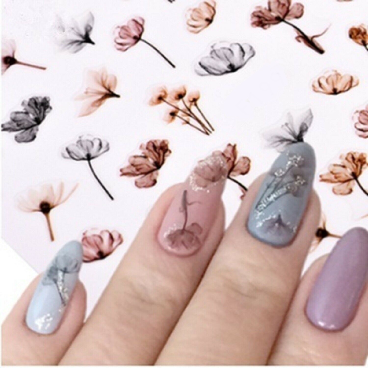 Nail Art Transfers Self Adhesive Decal Sticker, Flowers Tulips , Nail Art  Stickers Manicure – TheBlueCAT UK