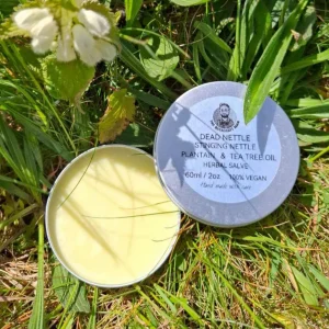 Stinging Nettle, Dead Nettle & Tea Tree Oil Salve in Almond Oil with Soy Wax. Vegan