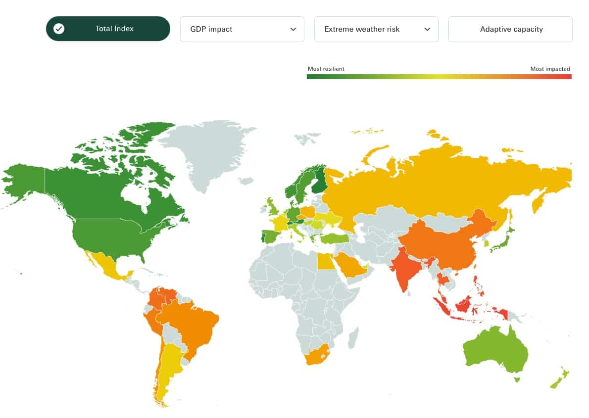 thefuture, Swiss RE, Climate Index, Map