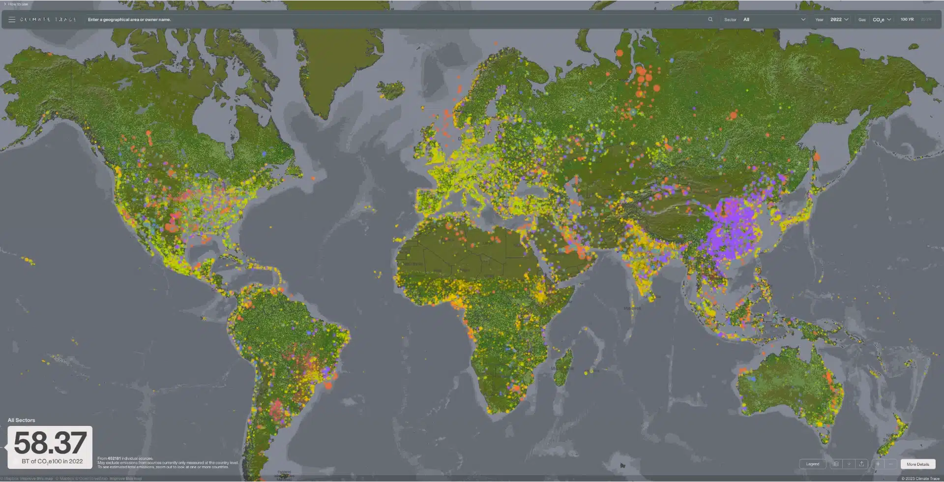 Climate Trace Map thefuture, Climate Trace Map