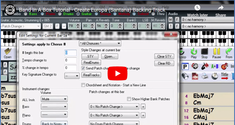 Band In A Box Tutorial – Create Europa (Santana) | THEGUITARBAND.COM