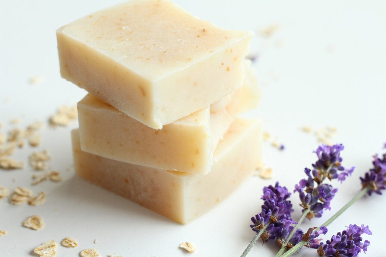 Lavender Oatmeal handmade soap in blocks