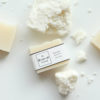 Unscented handmade natural soap with shea butter blocks flat lay