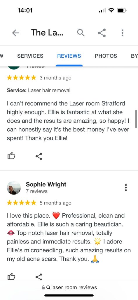 The Laser Room Stratford Testimonials