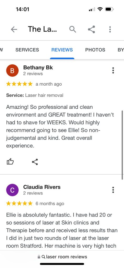 The Laser Room Stratford - Testimonials