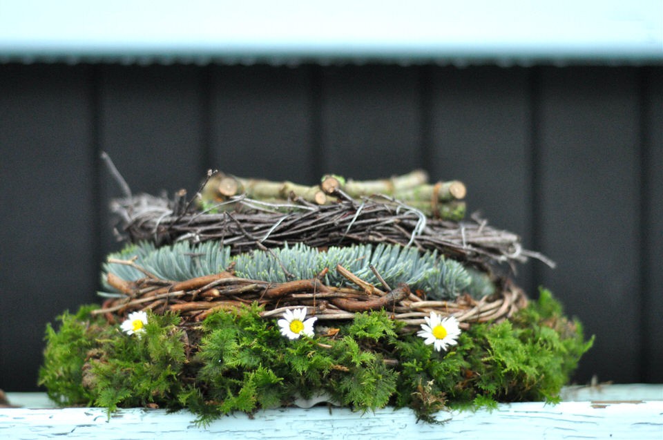 Christmas wreaths in layer