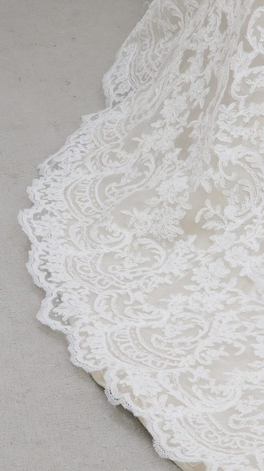 lACE OVERLAY STRAPLESS WEDDING DRESS - champagne colour with contrast lace - romantic wedding dress - The London bridal boutique - Croydon #weddingdress