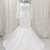 Long sleeve lace trim trumpet wedding dress -tulle skirt - wedding dress shop london -croydon wedding shop #weddingslondon