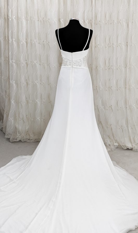 Spaghetti dress sexy wedding dress - beaded art deo waist dress - croydon bridal shop