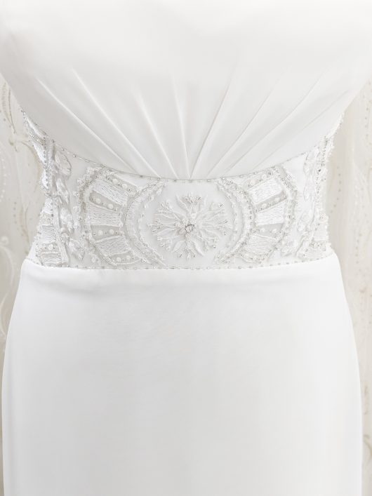 Spaghetti dress sexy wedding dress - beaded art deo waist dress - croydon bridal shop