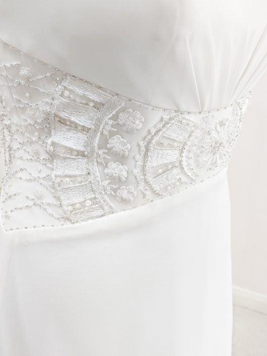 Spaghetti dress sexy wedding dress - beaded art deo waist dress - croydon bridal shop