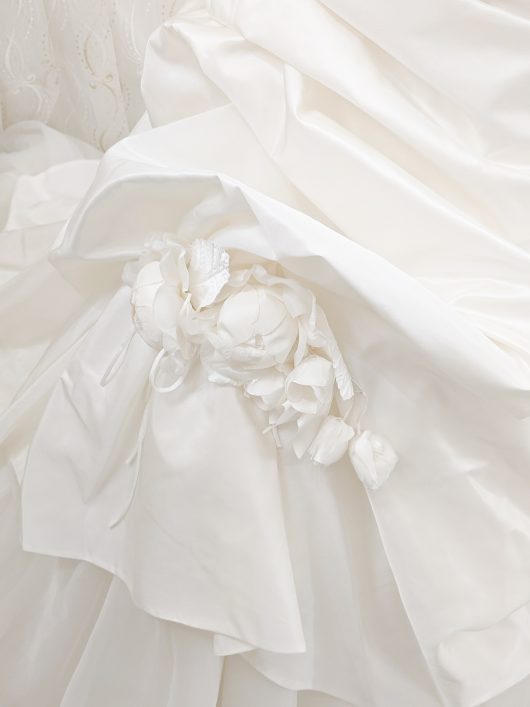 Ball gown wedding dress with pleats and tucks - corsage wedding dress -South London Bridal shop - Wedding dress sho Croydon