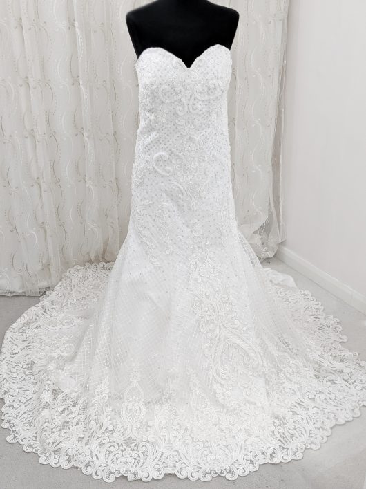 Heavily embroidered wedding dress