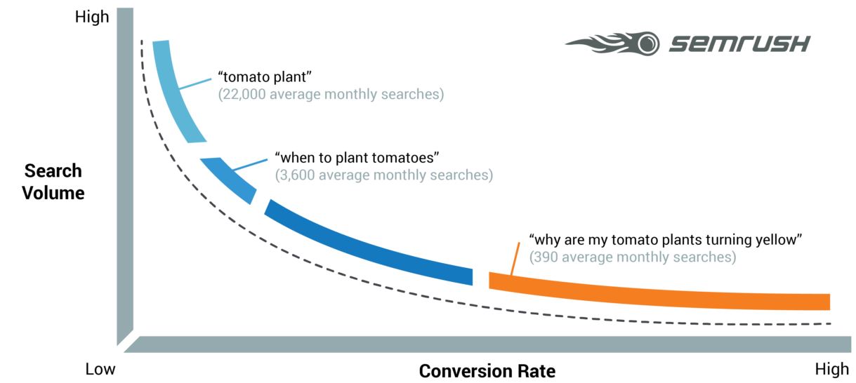 Long tail keyword research graph - SEMrush