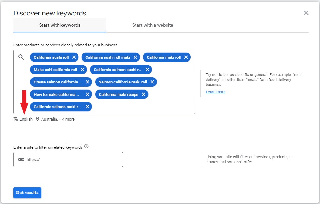 Long tail keyword research language