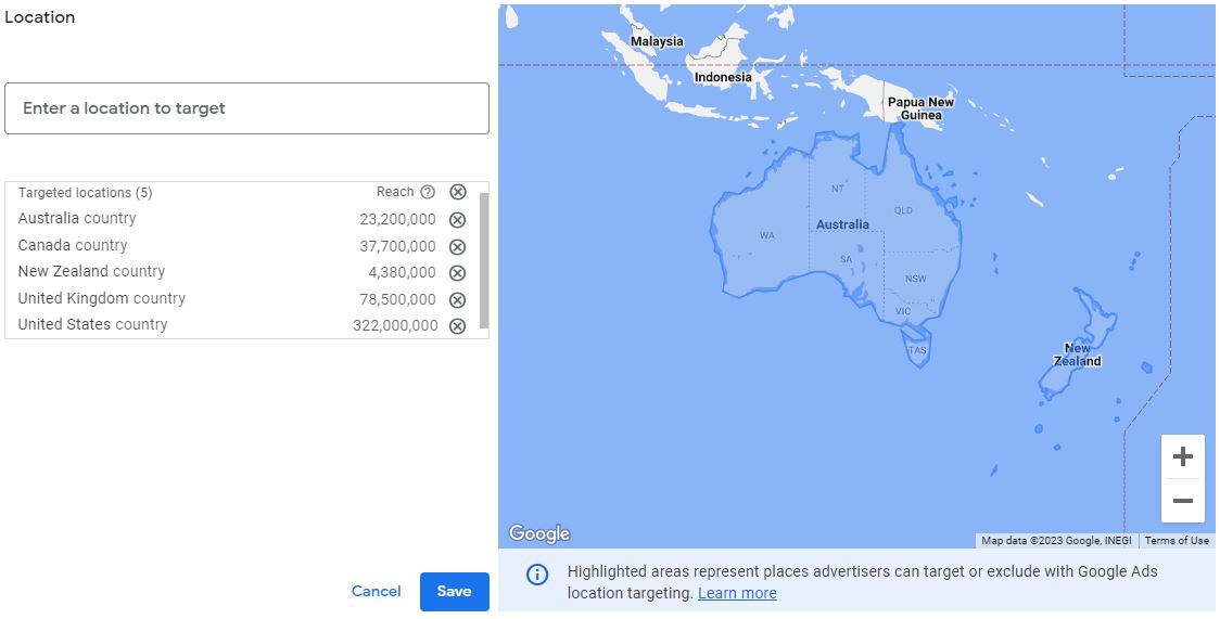 Long tail keyword research area selection