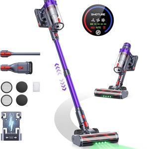 SMOTURE Cordless Vacuum Cleaner, 550W 45KPA Stick Vacuum with Touch Screen, Up to 60 Mins Runtime, Self-Standing Vacuum with Auto Mode, Lightweight Vacuums for Hardwood Floor Carpet Car Pet Hair