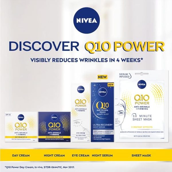 NIVEA Q10 Anti-Wrinkle Power Ultra Recovery Night Serum (30ml), Face Serum With Pro-vitamin B5 And Q10, For Deep Wrinkle Reduction And Firmer, Stronger Skin - Image 4