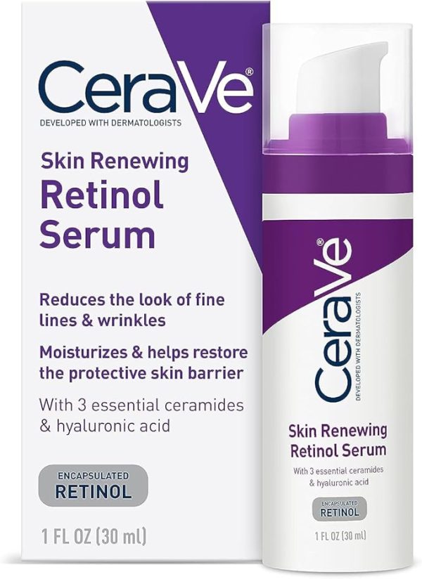 CeraVe Anti Aging Retinol Serum | Cream Serum for Smoothing Fine Lines and Skin Brightening | With Retinol, Hyaluronic Acid, Niacinamide, and Ceramides | 1 Ounce