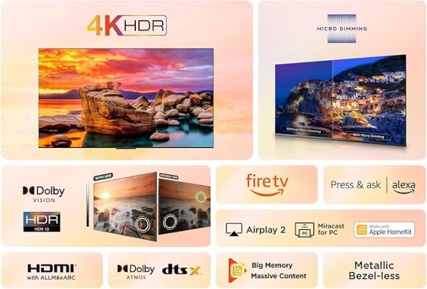 TCL 43PF650K 43-inch 4K Ultra HD, HDR TV, Smart LED Fire TV (Dolby Vision, Dolby Atmos, DTS, HDR 10, Alexa built-in, Airplay2, Miracast) [Energy Class F] - Image 2