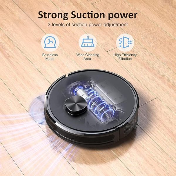 Lubluelu Robot Vacuum Cleaner with Mop 4000Pa, 2 in 1 Robot Vacuum, Lidar Navigation, 5 Real-Time Mapping,10 No-go Zones, Wifi/App/Alexa, Robotic Vacuum Cleaner for Pet Hair, Carpet, Hard Floor(Black) - Image 4