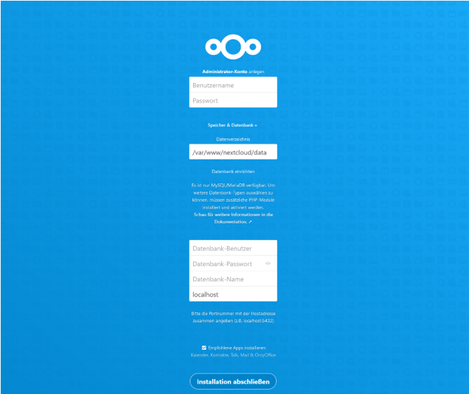 Nextcloud-Anmeldung