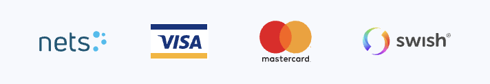 Payment methods: Nets, Visa , MC , SWISH Payment methods: Nets, Visa , MC , SWISH