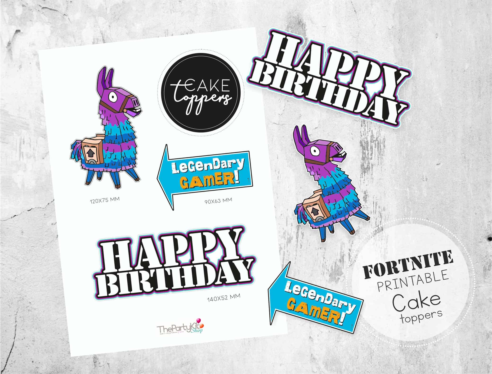 free fortnite party printable  Birthday cake topper printable, Birthday  party printables free, Party printables free