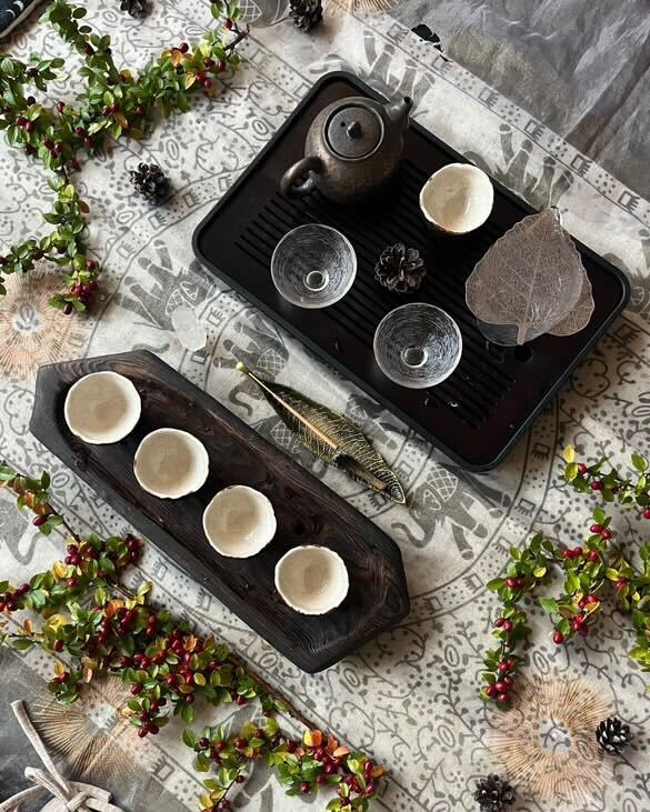 Chinese ceremony tea set from above
