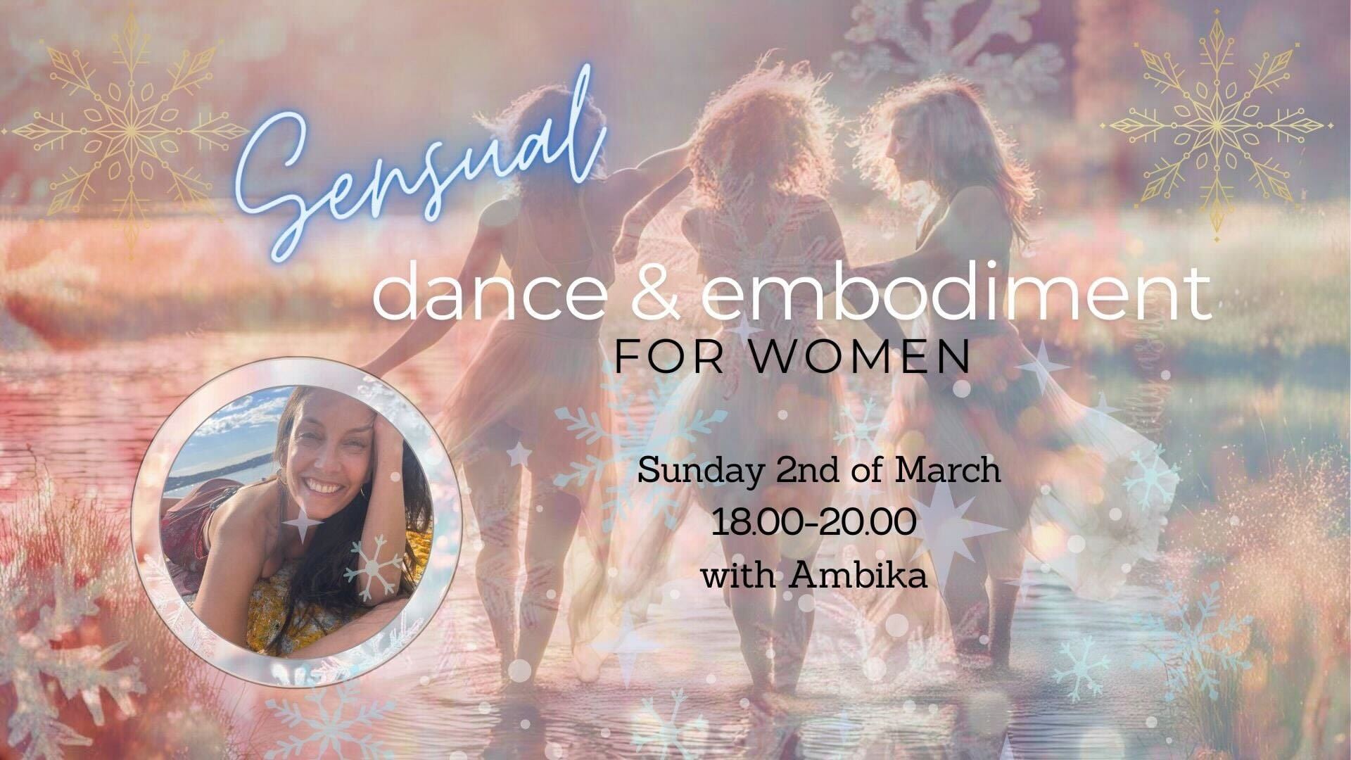 promo image dance &embodiment for women event at the sage Yoga Shala in Sagene, Oslo