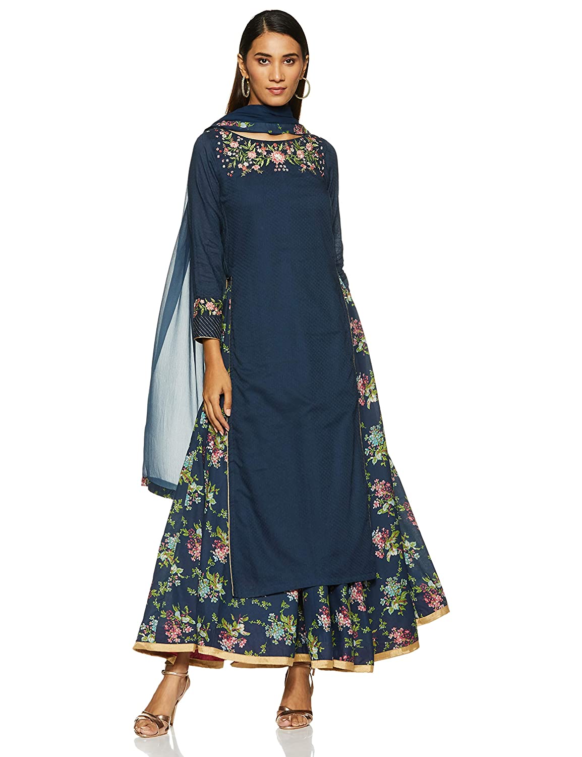 BIBA Women’s cotton straight Salwar Suit Set