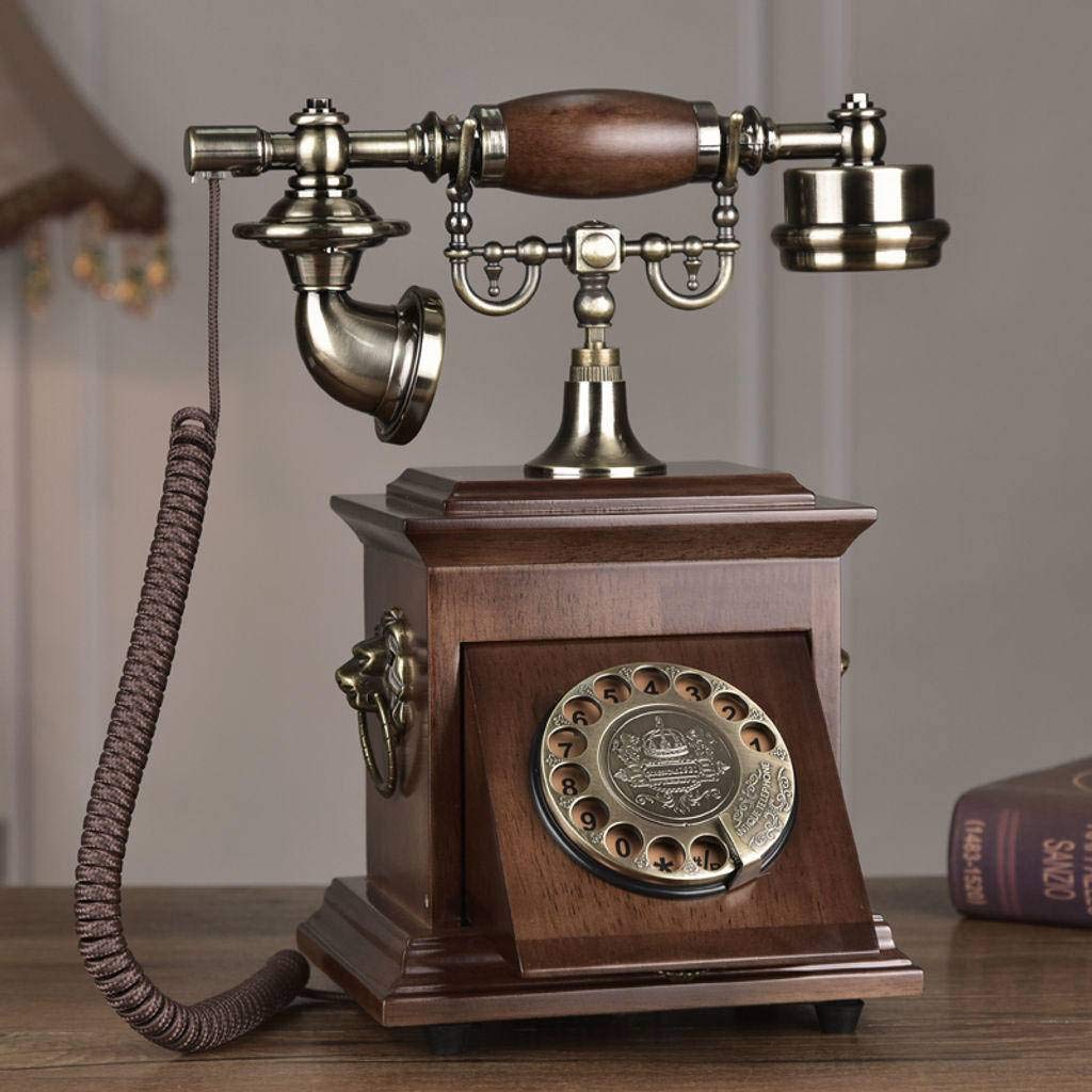 Wooden Rotatory Dial Antique Phone