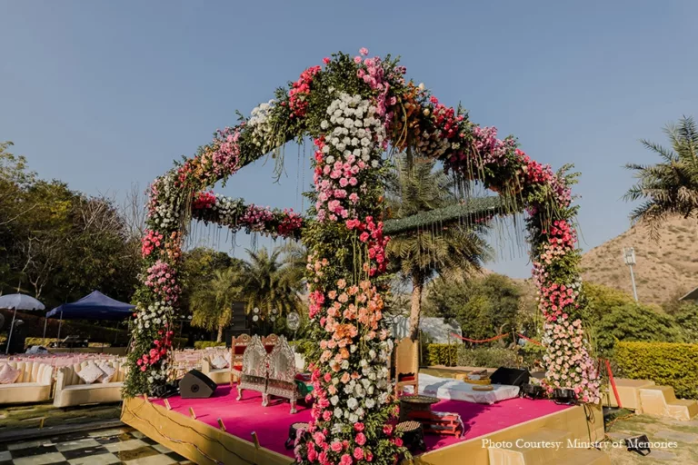 This particular couple’s destination wedding within Udaipur was fit for any fairytale with dainty flowers, crystals, and all things red!