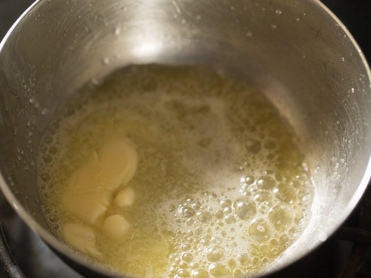 melting butter for making streusel.
