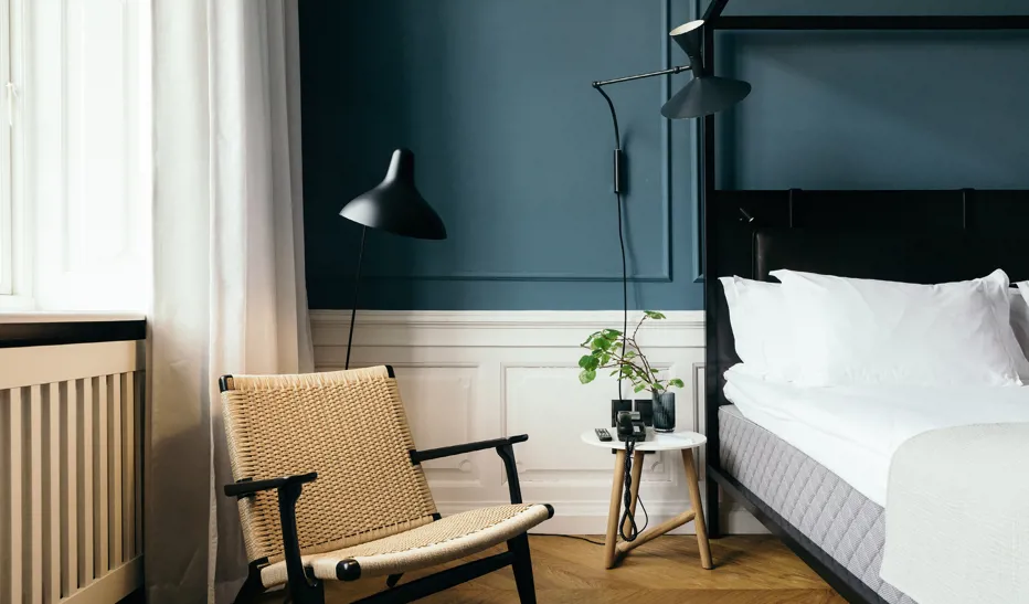 Luxurious Scandinavian design in a room at Nobis Hotel Copenhagen.