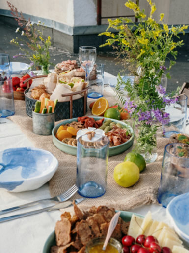 Sunday brunch table with food