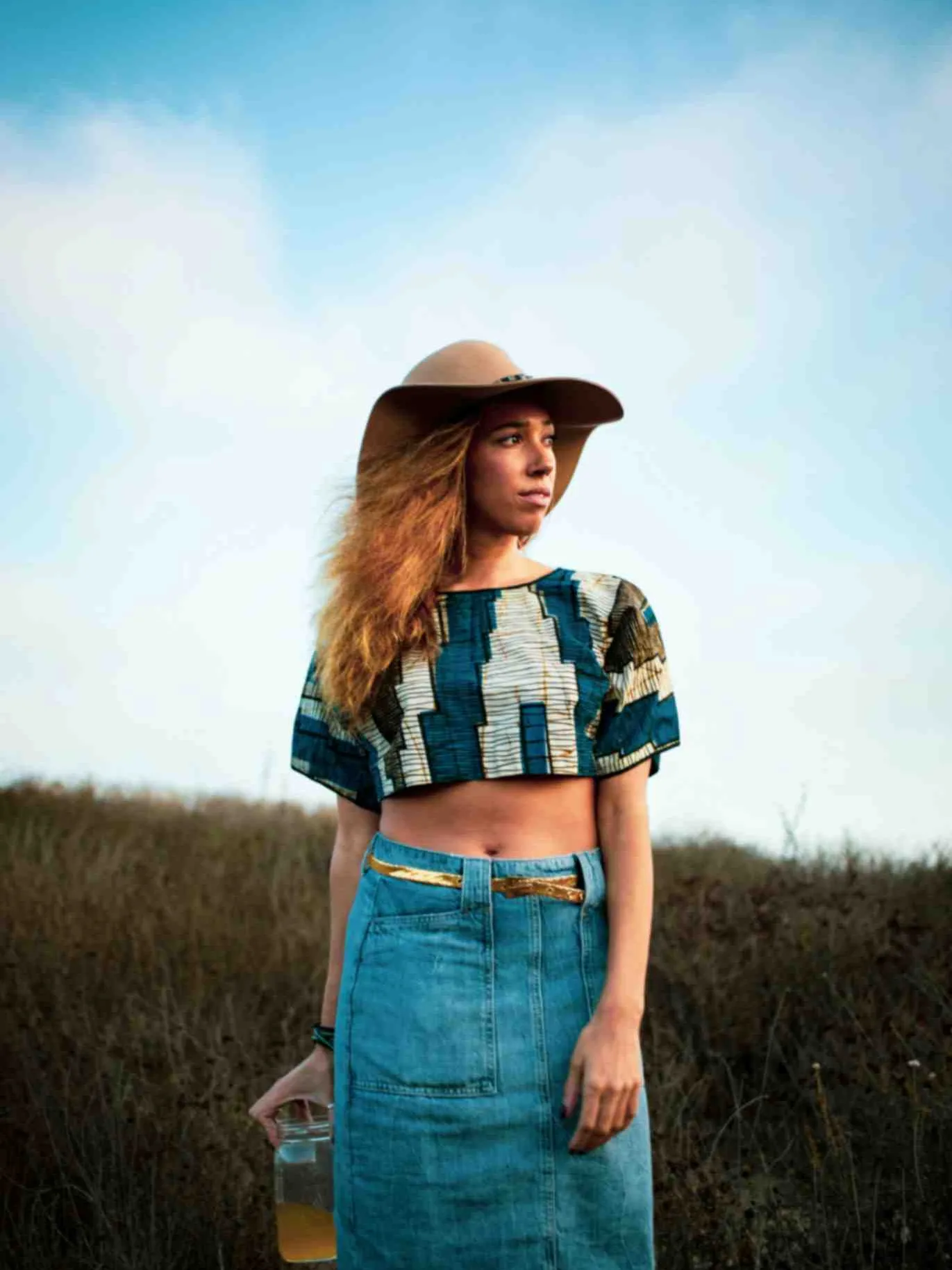 Cowboy Denim Skirt showcasing the style described in our first step of the article.