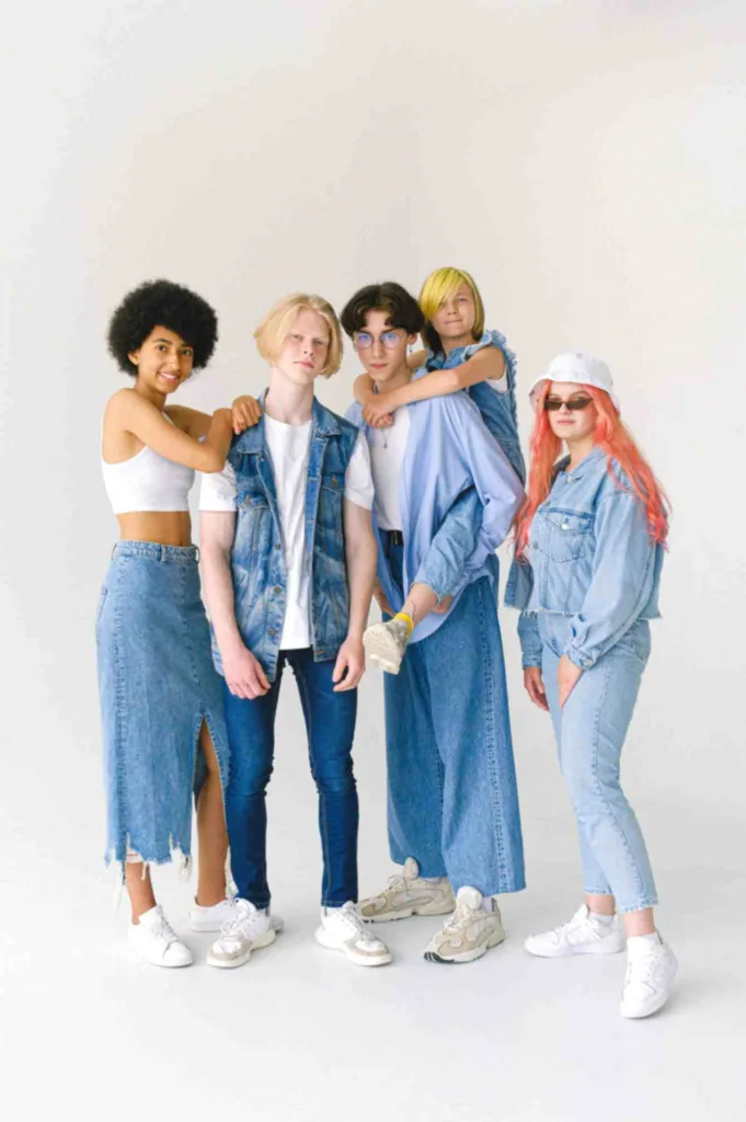 Group Picture Denim Skirt showcasing the style of the article.