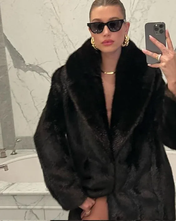 Hailey Bieber Fur Coat Mob Wife Aesthetics Inspiration