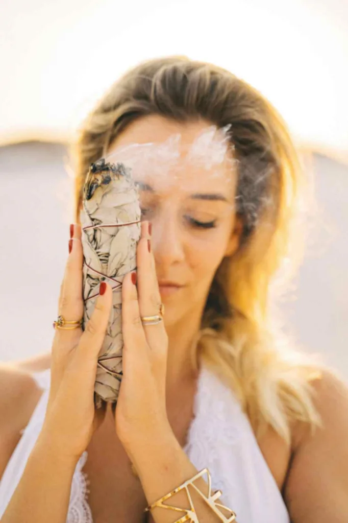 Palo Santo or White Sage Smudge being burned.