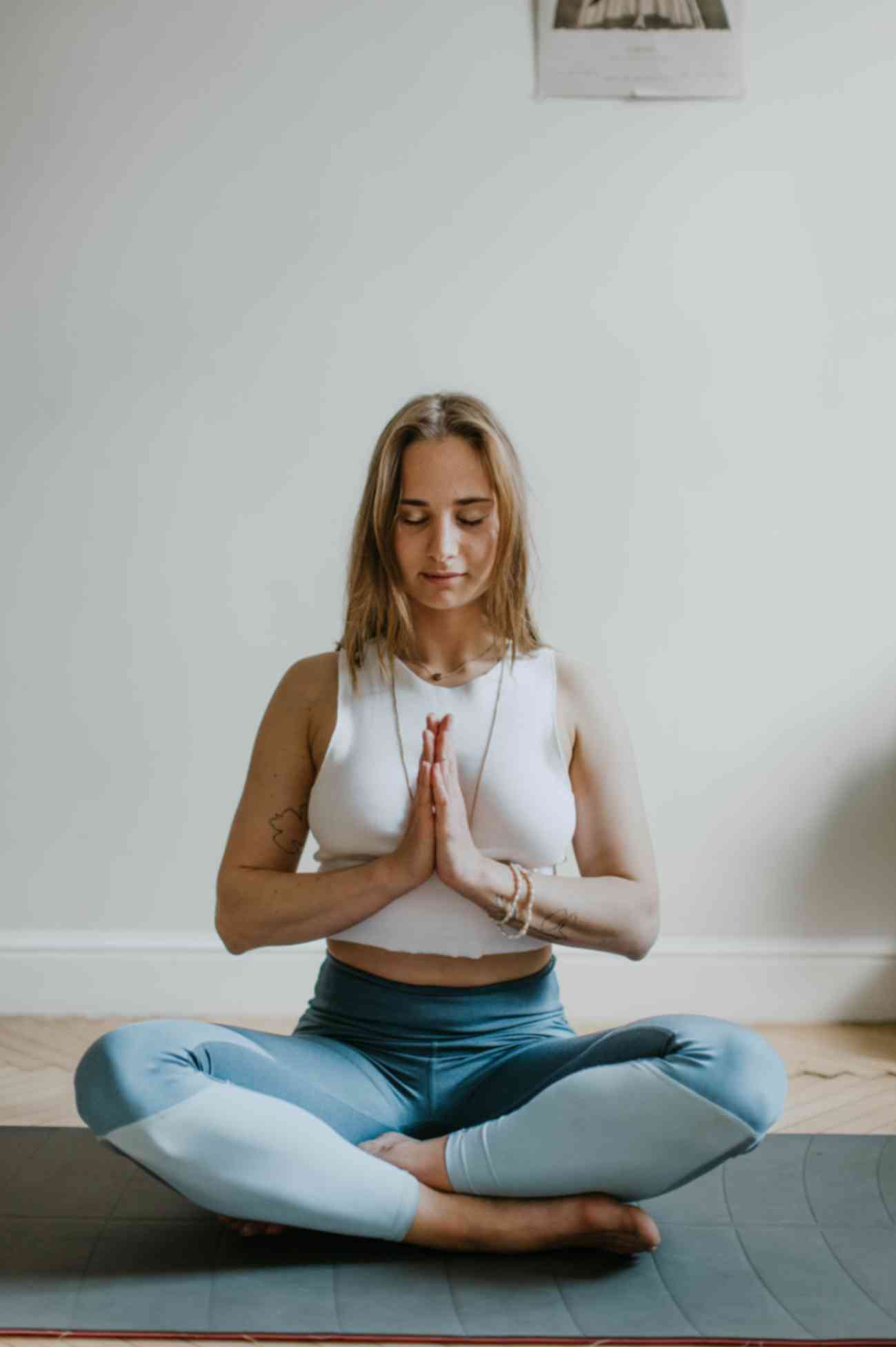 Seated yoga pose. Beginner yoga routines for stress relief.