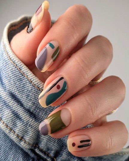 abstract art nail design