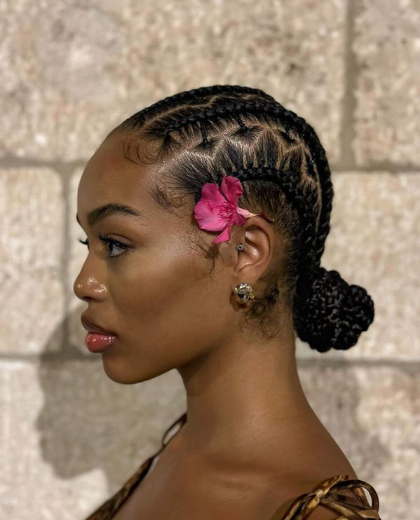 cornrows with different patterns for summer
