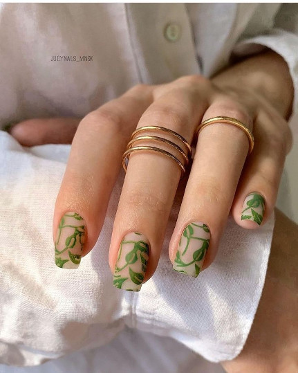 Green vines nails